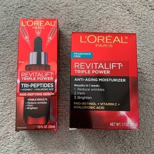 NEW L'Oreal Paris Revitalift Triple Power Anti-Aging Serum & Moisturizer Bundle